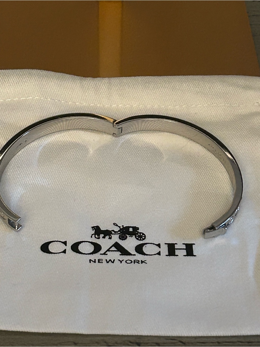 COACH Signature CC & Crystal Accents Hinged Bangle Bracelet w Dust bag - Picture 4 of 13